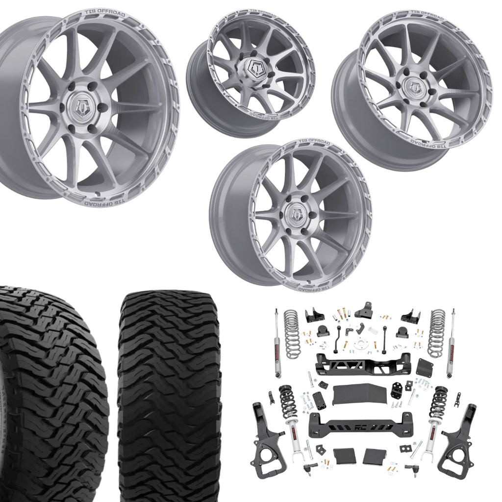 6in Lift N3 Bundle w/ 22x12 Silver Brushed Wheels & 35in Ironman MTX - 4wd