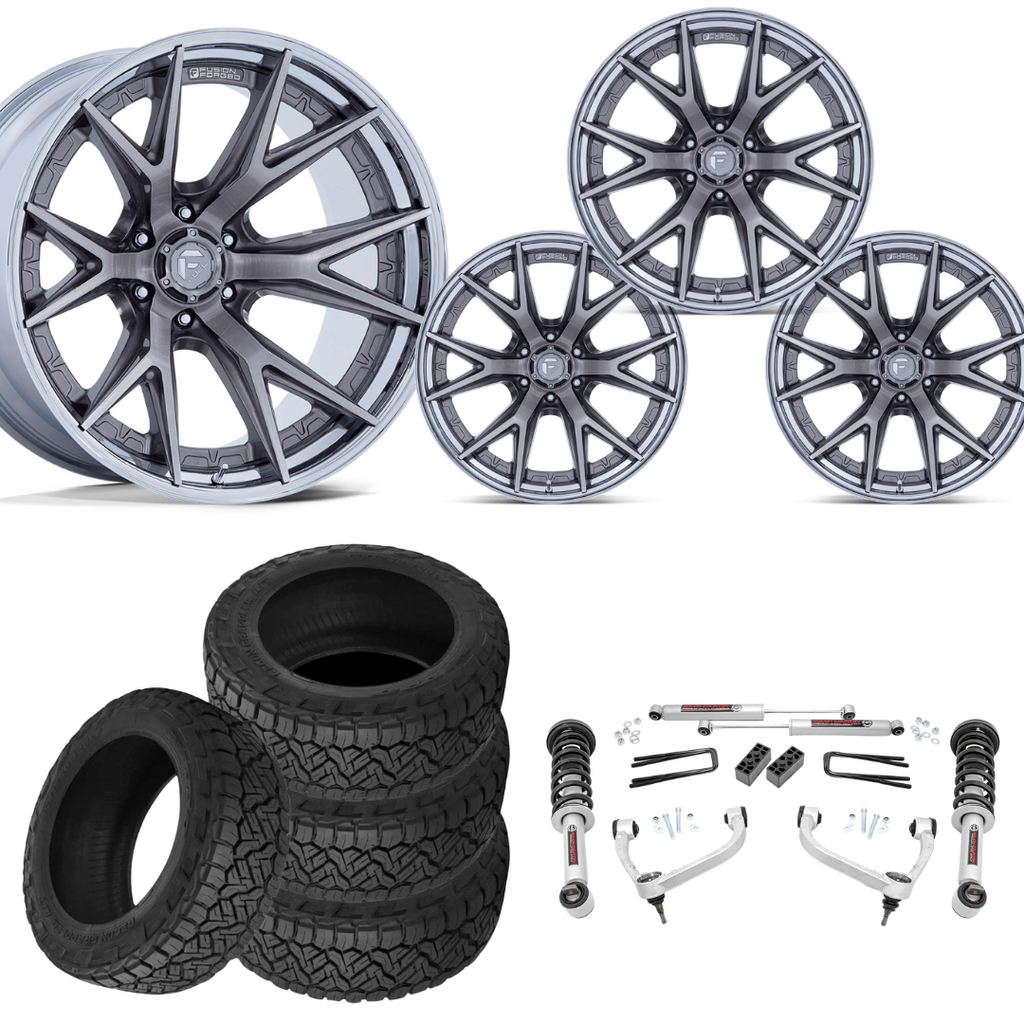 3 inch N3 Bundle w/ 20x10 Platinum Chrome Wheels - 34in Nitto Recon Grapplers - 4wd