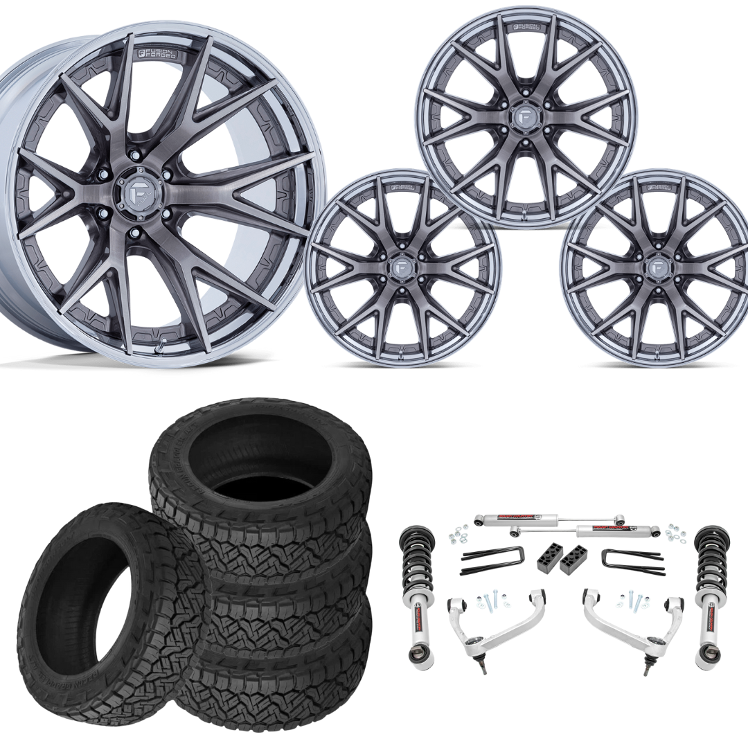 3 inch N3 Bundle w/ 20x10 Platinum Chrome Wheels - 34in Nitto Recon Grapplers - 4wd
