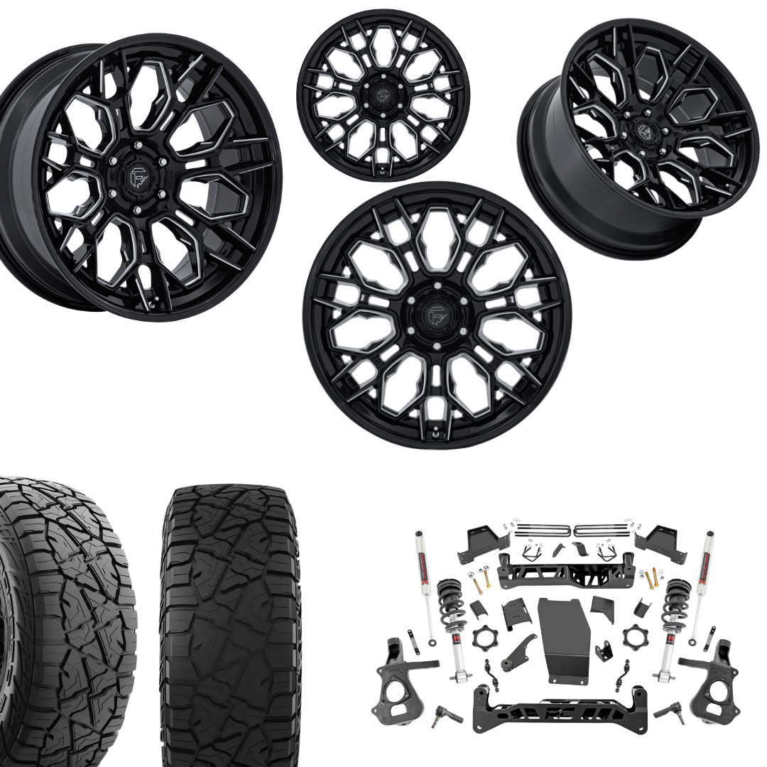 7 inch Lift M1 Bundle w/ 22x10 Black Milled Wheels - 35in Hercules RT1 Tires - 4wd