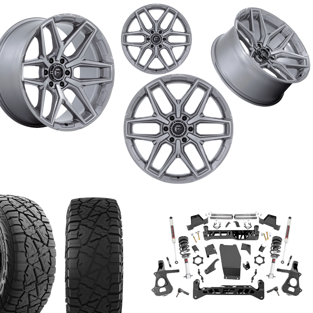 7 inch Lift M1 Bundle w/ 22x10 Silver Wheels - 35in Hercules RT1 Tires - 4wd