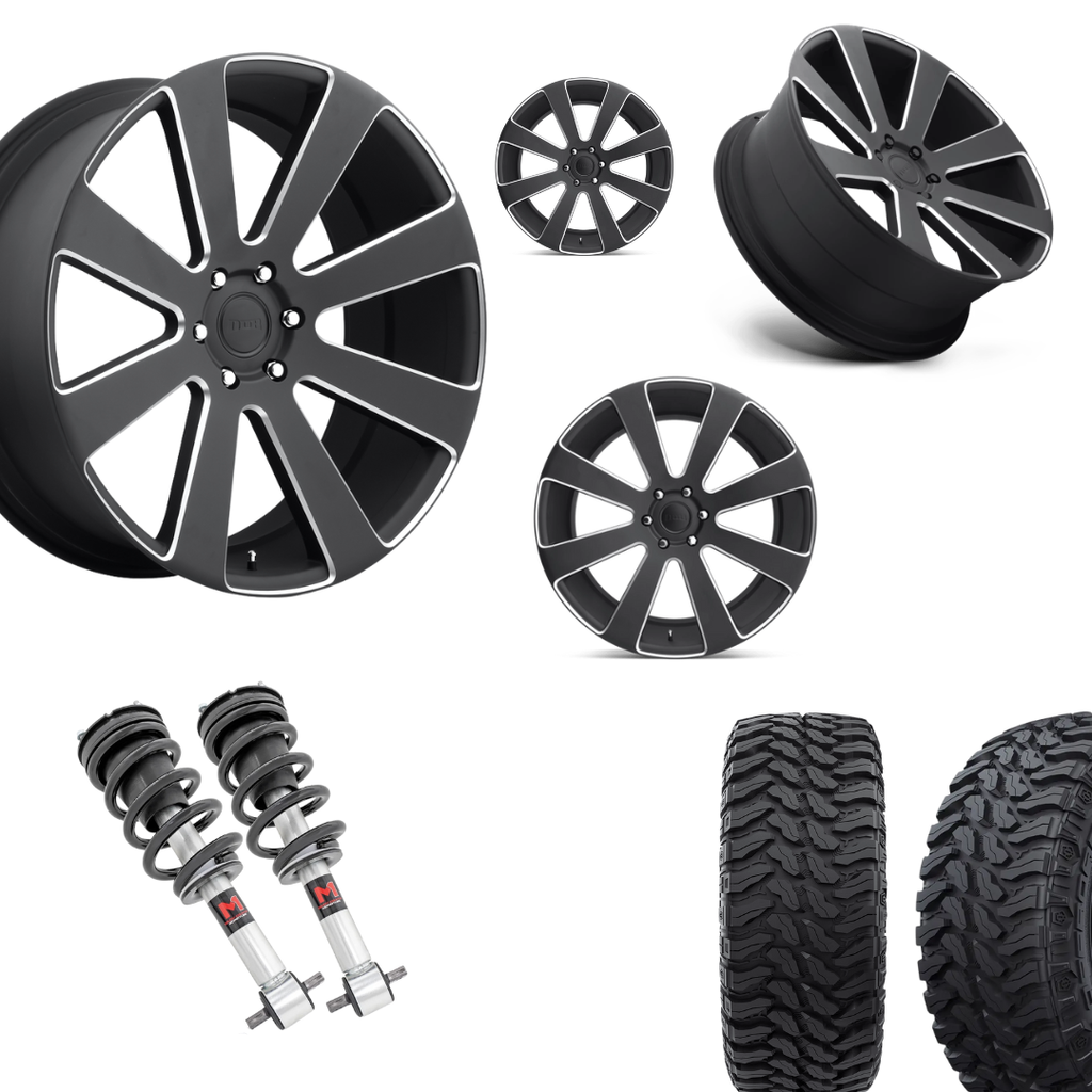 2 inch Level Bundle w/ 22in Satin Black and 33in TIS TT1 Mud Tires 2wd/4wd