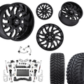 6 inch Lift N3 Bundle w/ 22x12 Black Milled Wheels- 35in Hercules TT1 Tires - 4wd