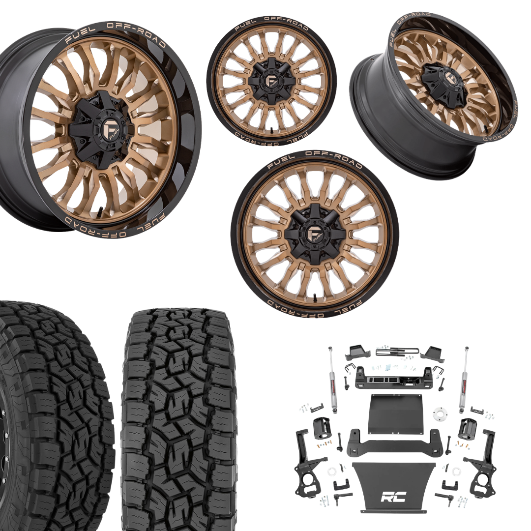 6 inch Bundle w/ 22x12 Black Bronze Wheels and 35in Toyo AT3 Tires - 2wd