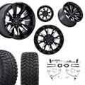 3 inch Bundle w/ 20x10 Gloss Black Milled Wheels - 33in Hercules TT1 Tires - 4wd