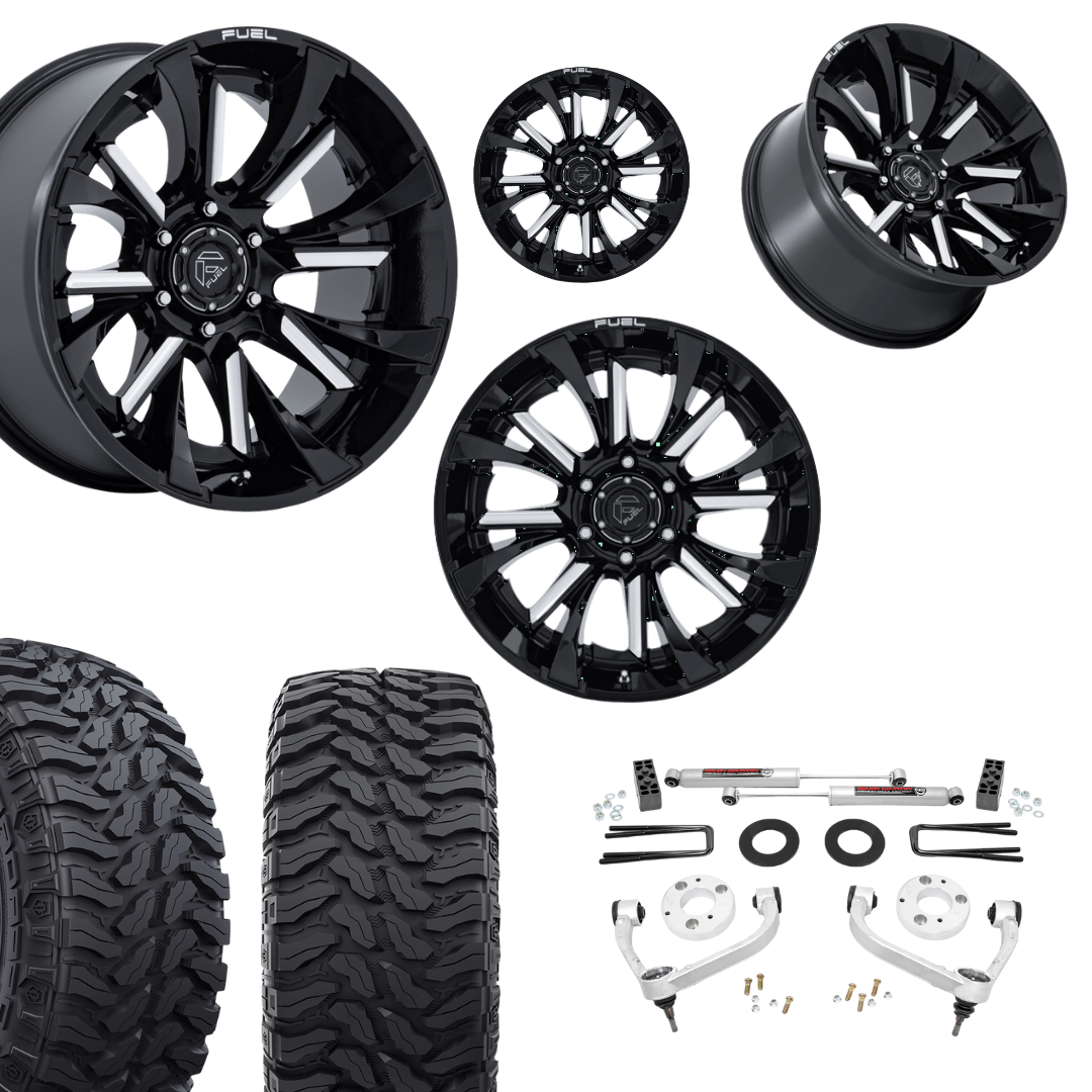 3 inch Bundle w/ 20x10 Gloss Black Milled Wheels - 33in Hercules TT1 Tires - 4wd