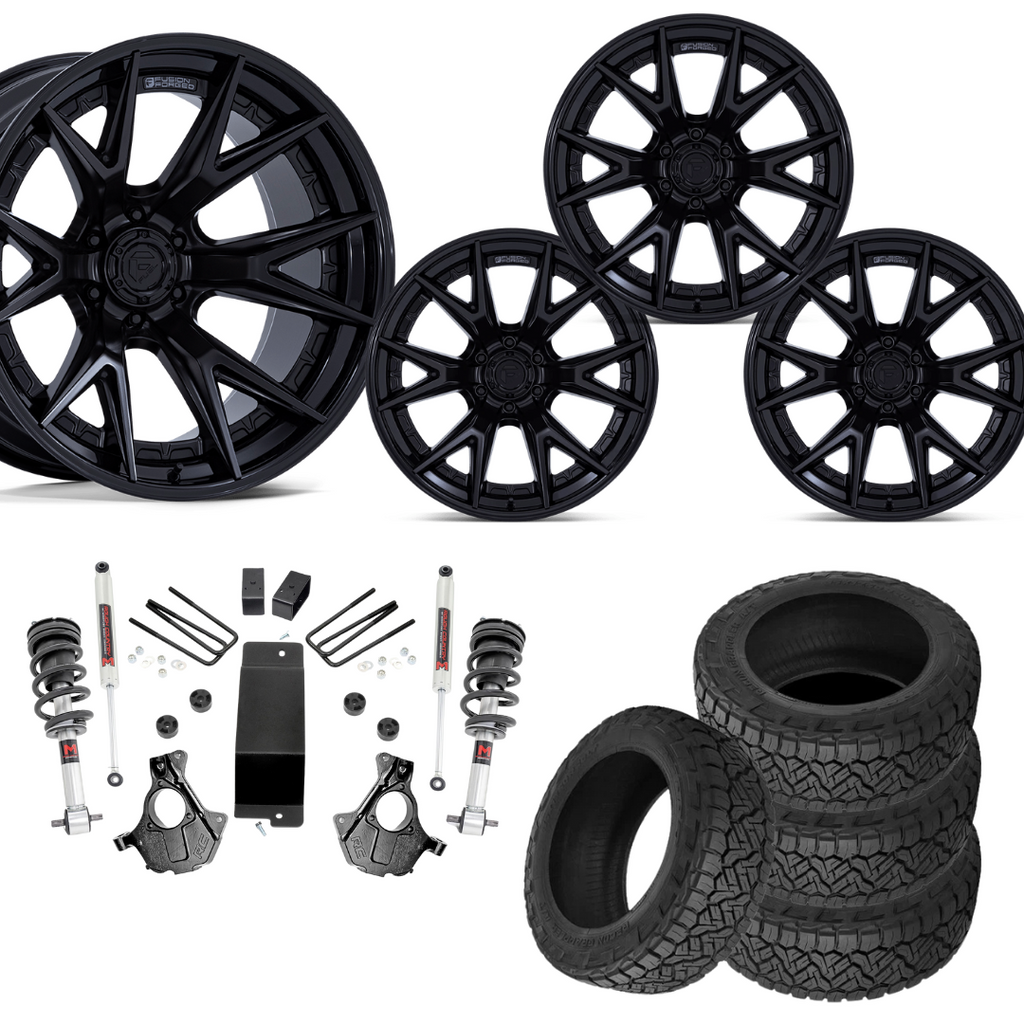 3.5 inch Lift M1 Bundle w/ 22x10 Black Wheels - 33in Nitto Recon Grapplers - 4wd (14-18)
