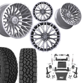 6 inch Bundle w/ 22x12 Silver Machined Wheels and 35in Toyo AT3 Tires - 2wd
