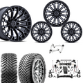 7 inch Lift N3 Bundle w/ 20x10 Gloss Black Tinted Wheels - 35in Ironman MT-X Tires & Upper Control Arms- 4wd (14-18)