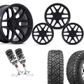 2 inch Level Bundle w/ 22x10 Satin Black Wheels and 33in Nitto Recon Tires 2wd/4wd
