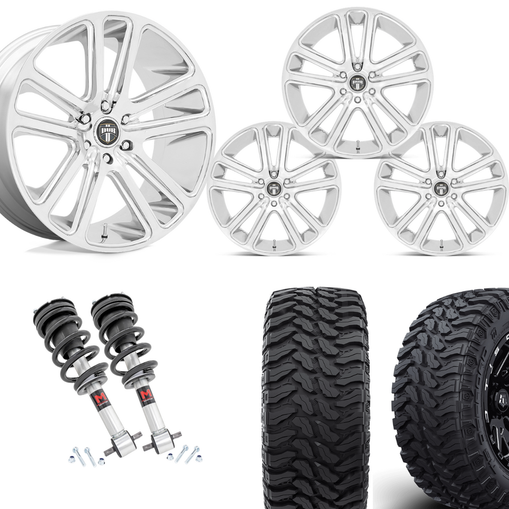 2 inch Level Bundle w/ 22in Chrome Wheels and 33in TIS TT1 Mud Tires 2wd/4wd