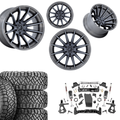 7 inch Lift M1 Bundle w/ 22x12 Brushed Black Wheels - 35in Nitto Ridge Grapplers - 4wd