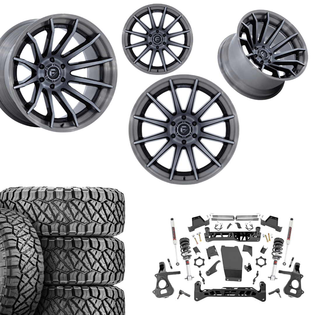 7 inch Lift M1 Bundle w/ 22x12 Brushed Black Wheels - 35in Nitto Ridge Grapplers - 4wd