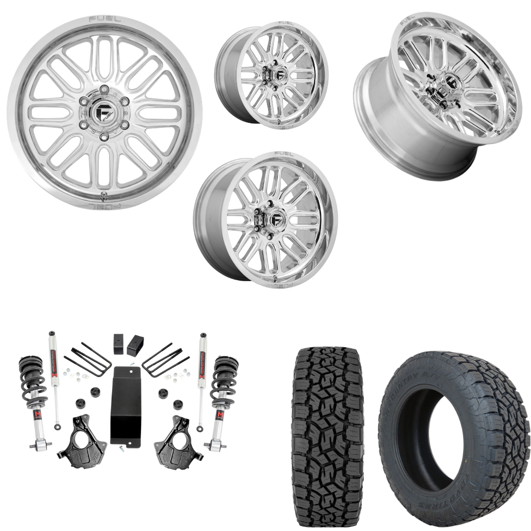 3.5 inch Lift M1 Bundle w/ 20x9 Chrome Wheels - 33in Toyo AT3 Tires - 4wd (14-18)