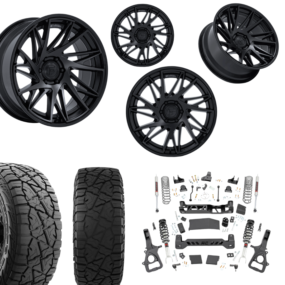 6in Lift M1 Bundle w/ 22x10 Black Wheels & 35in Hercules RT1 Tires - 4wd