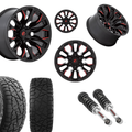 2 inch N3 Level Bundle w/ 20x10 Black Red Milled Wheels & 33in Hercules RT1 Tires - 2wd