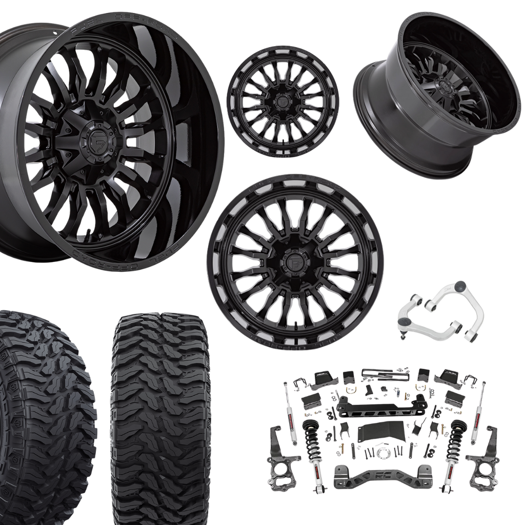6 inch N3 Bundle w/ 22x12 Black Out Wheels - 35in Hercules TT1s - Upper Control Arms -4wd