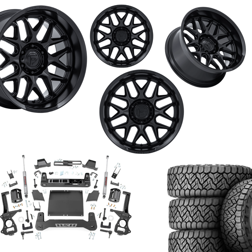 6 inch Bundle w/ 22x10 Black Wheels & 35in Nitto Recon Grapplers - 4wd -  2.7 & 3.0 Engine