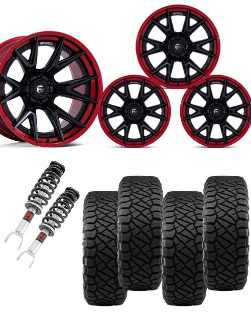 2 in Level Bundle w/ 20x10 Black Red Wheels & 33in Nitto Ridge Grapplers - 2wd/4wd