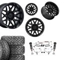 3 inch M1 Bundle w/ 20x10 Satin Black Wheels & 33in Nitto Ridge Grapplers - 4wd