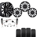 3 inch Lift Bundle M1 w/ 20x10 Black Chrome Wheels & 33in Nitto Ridge Grapplers- RAM 1500 4wd
