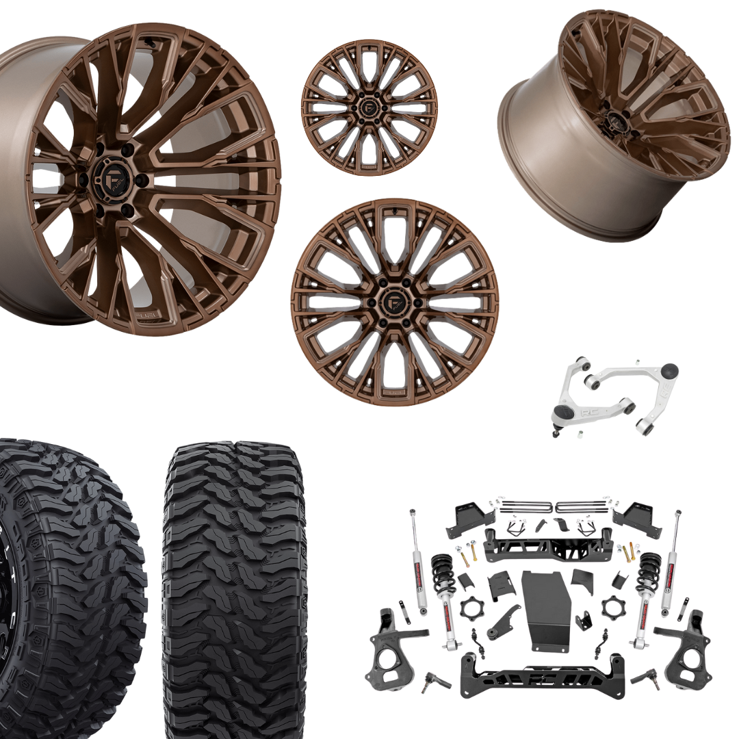 7 inch Lift N3 Bundle w/ 22x12 Bronze Wheels - 35in Hercules TT1 Tires + Upper Control Arms- 4wd (14-18)
