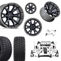 7 inch Lift N3 Bundle w/ 22x12 Brushed Silver Black Wheels - 35in Hercule TT1 Tires + Upper Control Arms- 4wd (14-18)
