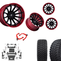 6 inch Bundle w/ 22x10 Black Red Wheels and 35in Hercules TT1 Tires - 2wd