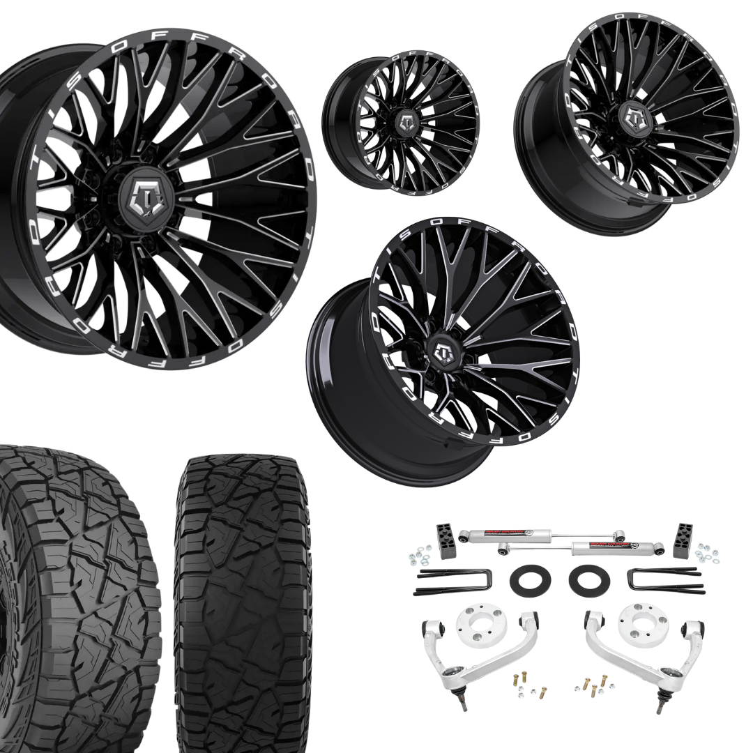 3 inch Bundle w/ 20x10 Black Milled Wheels - 33in Hercules RT1 Tires - 4wd