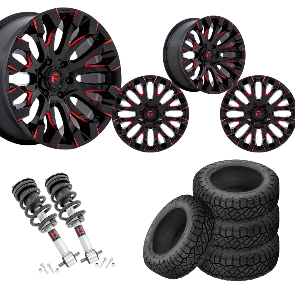 2 inch Level Bundle w/ 20x9 Black Red Wheels & 33in Nitto Ridge Grapplers- 2wd/4wd