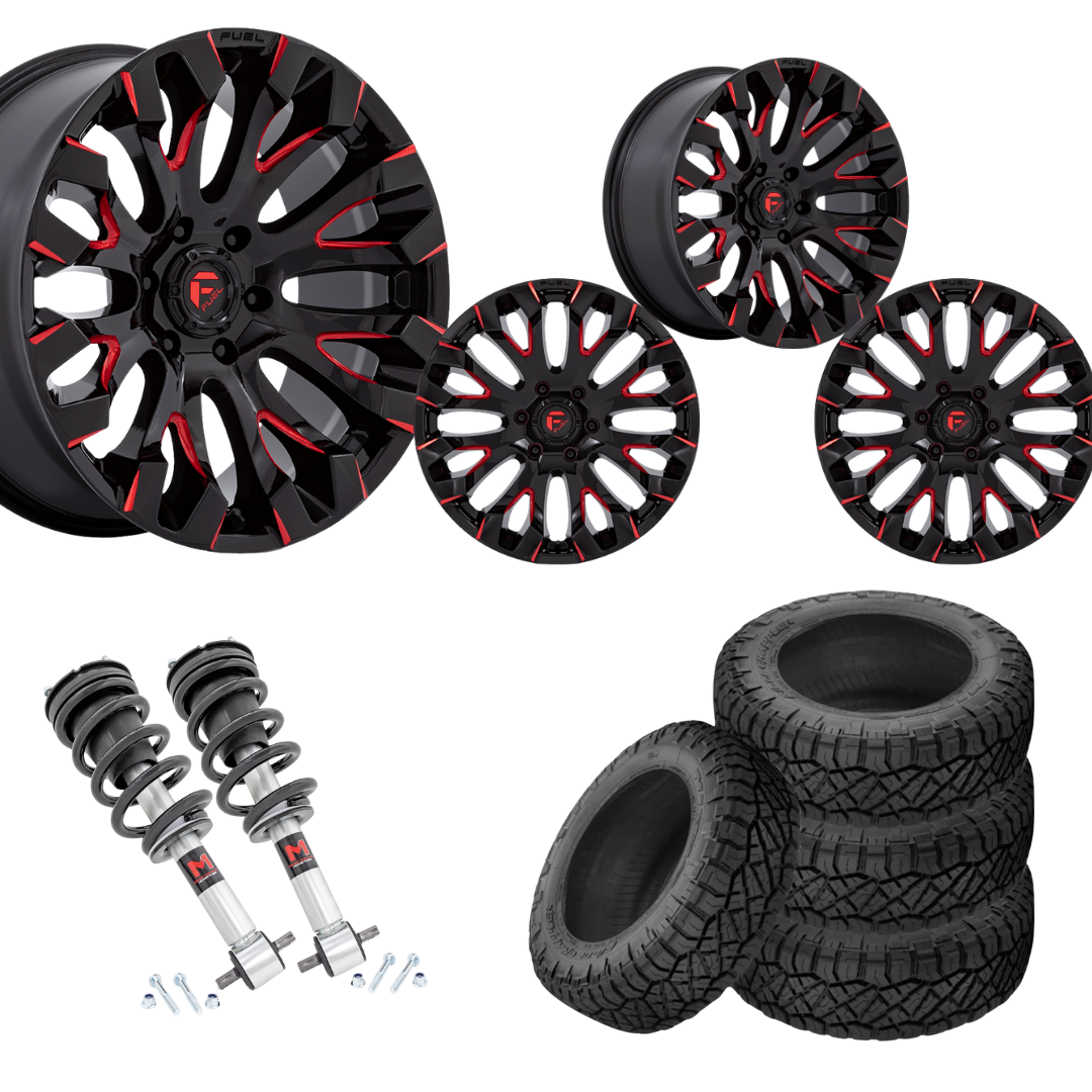 2 inch Level Bundle w/ 20x9 Black Red Wheels & 33in Nitto Ridge Grapplers- 2wd/4wd