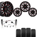 3 inch Lift Bundle M1 w/ 20x10 Black Red Milled Wheels & 33in Nitto Ridge Grapplers- RAM 1500 4wd