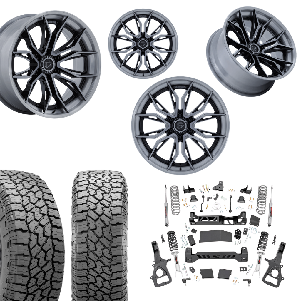 6in Lift N3 Bundle w/ 22x10 Brushed Black Wheels & 35in Falken AT4 Tires - 4wd