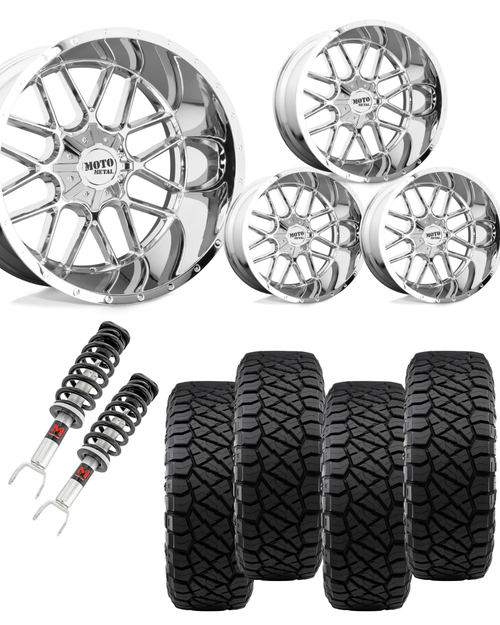 2 in Level Bundle w/ 20x10 Chrome Wheels & 33in Nitto Ridge Grapplers - 2wd/4wd