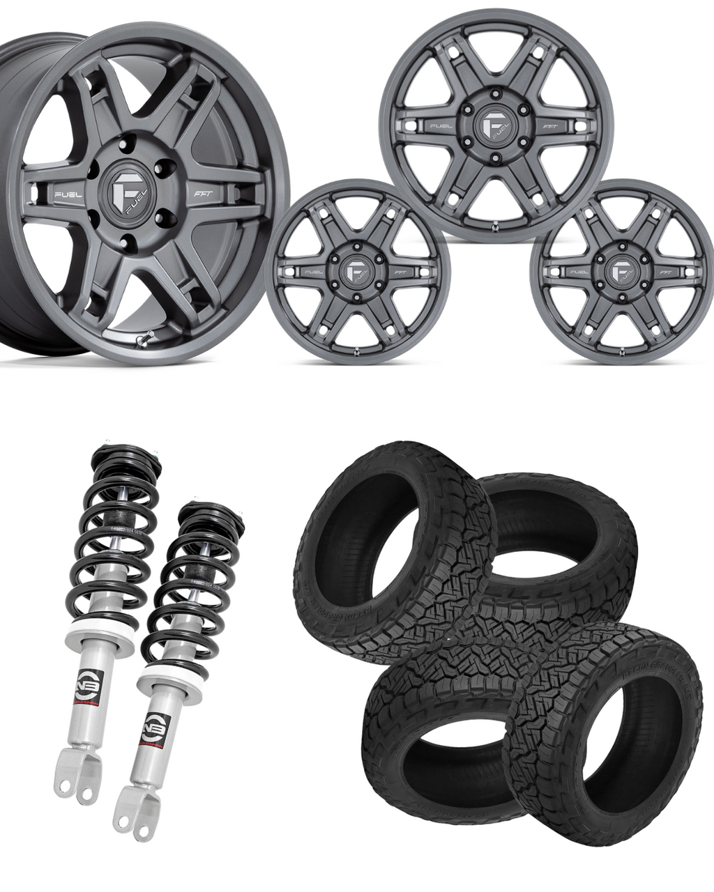 2.5 Level Bundle w/ 20x9 Matte Gunmetal Wheels & 33in Nitto Recon Grapplers - 4wd