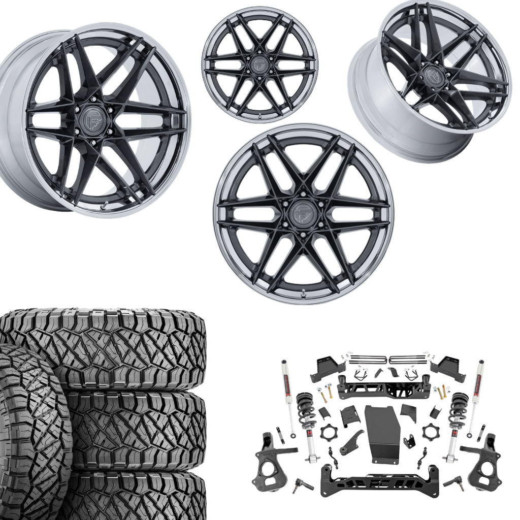 7 inch Lift M1 Bundle w/ 22x10 Gunmetal Chrome Wheels - 35in Nitto Ridge Grapplers - 4wd