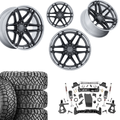 7 inch Lift M1 Bundle w/ 22x10 Gunmetal Chrome Wheels - 35in Nitto Ridge Grapplers - 4wd
