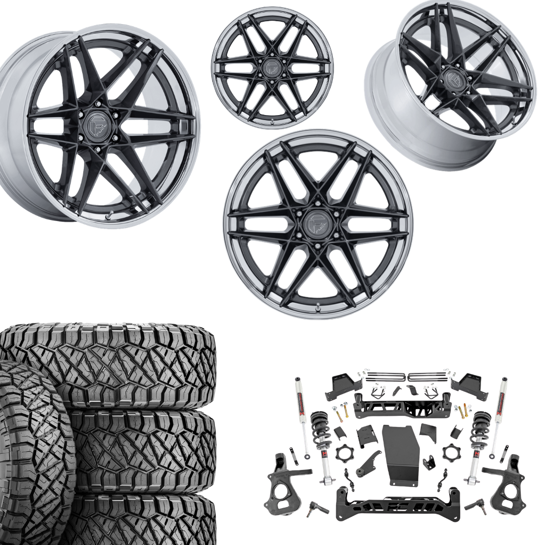 7 inch Lift M1 Bundle w/ 22x10 Gunmetal Chrome Wheels - 35in Nitto Ridge Grapplers - 4wd