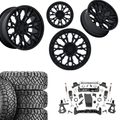 7 inch Lift M1 Bundle w/ 22x10 Black Wheels - 35in Nitto Ridge Grapplers - 4wd