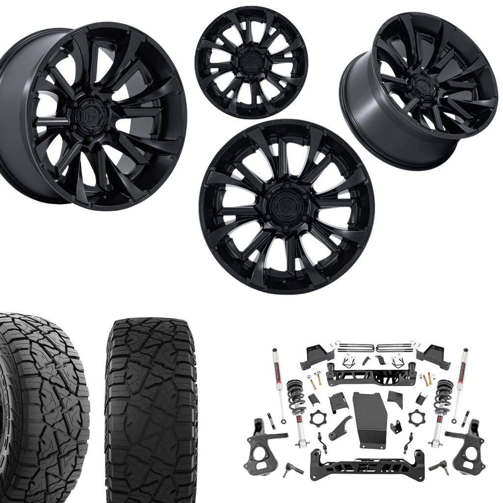 7 inch Lift M1 Bundle w/ 22x10 Matte Black Wheels - 35in Hercules RT1 Tires - 4wd