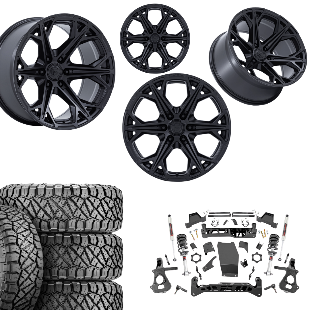 7 inch Lift M1 Bundle w/ 22x10 Black Out Wheels - 35in Nitto Ridge Grapplers - 4wd