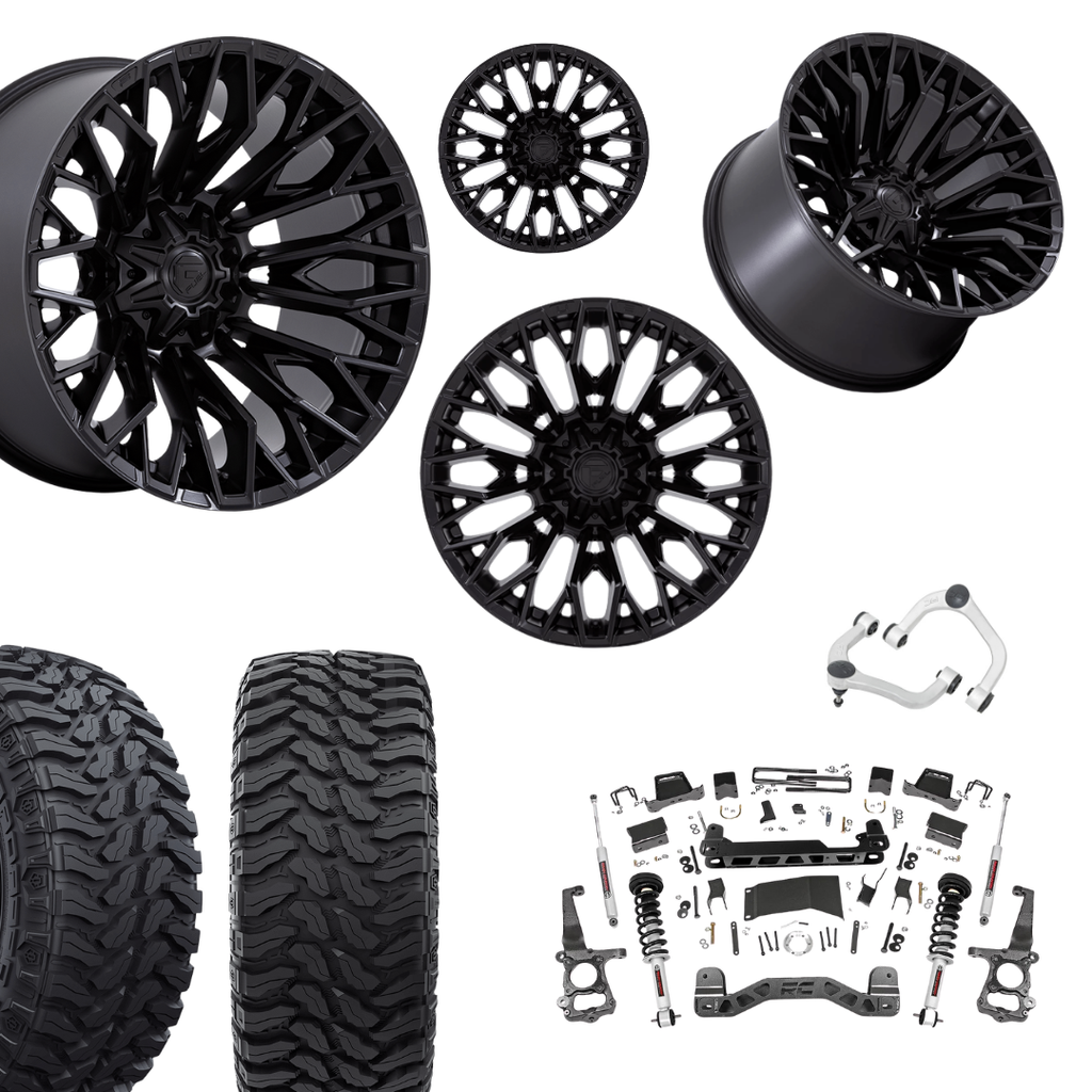 6 inch N3 Bundle w/ 22x12 Black Out Wheels - 35in Hercules TT1s - Upper Control Arms -4wd
