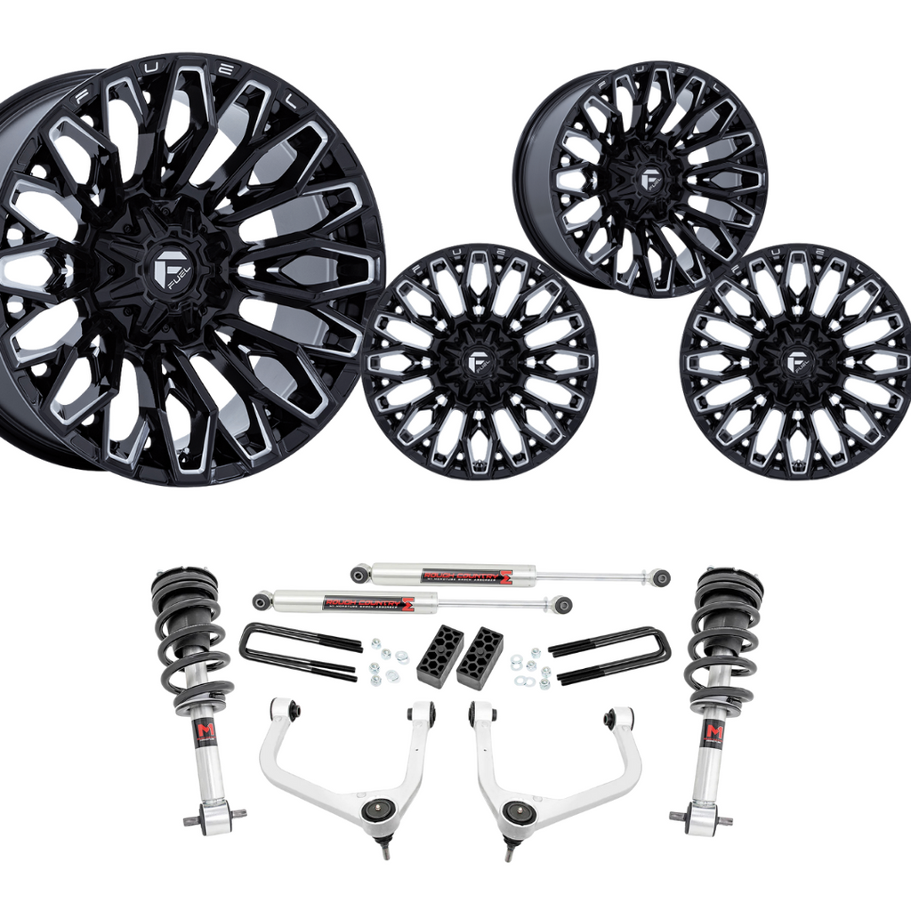 3.5 inch Lift M1 Bundle w/ 22x10 Black Milled Wheels - No Tires -2wd/4wd