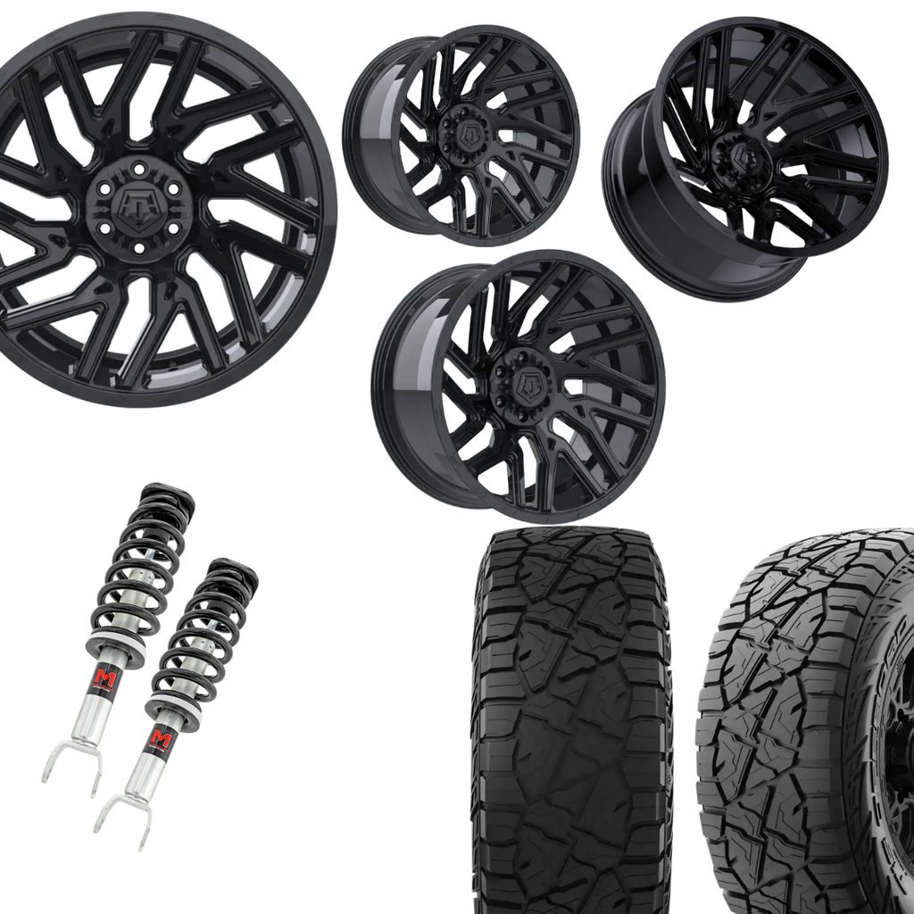2 in Level Bundle w/ 22x10 Gloss Black Wheels & 33in Hercules RT1 Tires - 2wd/4wd
