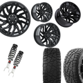 2 in Level Bundle w/ 22x10 Gloss Black Wheels & 33in Hercules RT1 Tires - 2wd/4wd
