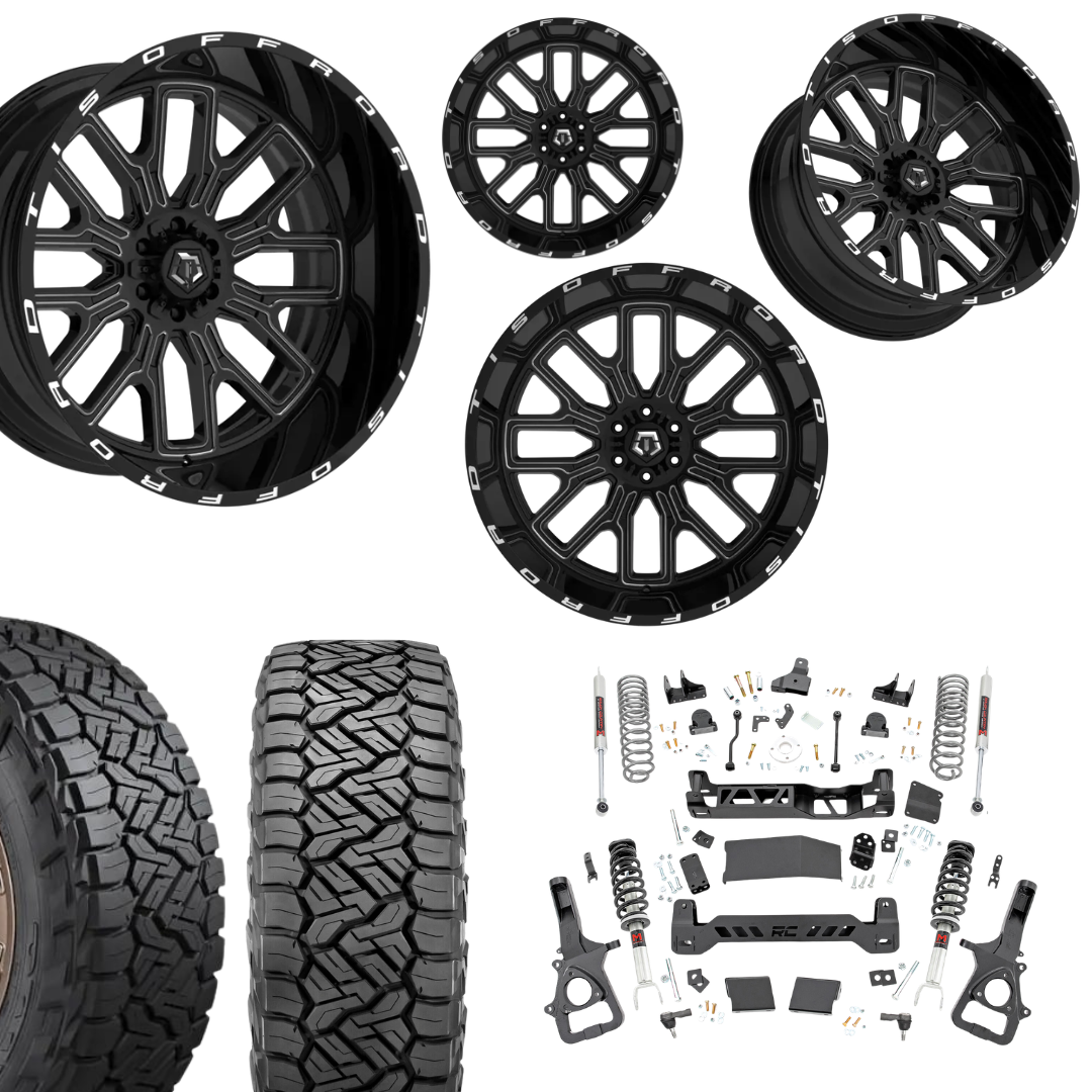 6in Lift M1 Bundle w/ 22x12 Black Milled Wheels & 35in Nitto Recon Grapplers - 4wd