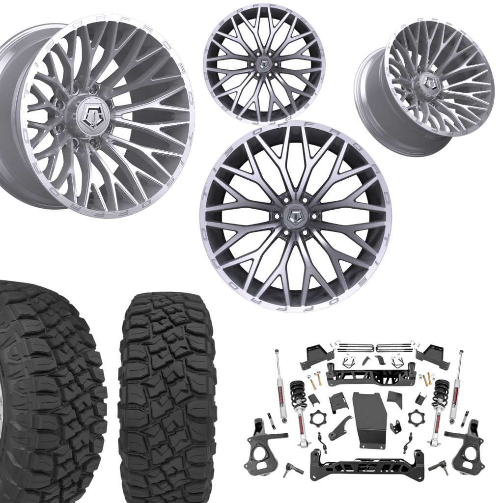 7 inch Lift N3 Bundle w/ 22x12 Silver Machined Wheels - 35in Toyo R/T Tires - 4wd