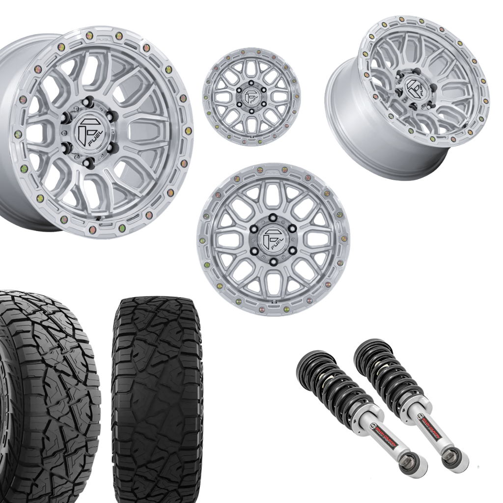 2 inch N3 Level Bundle w/ 20x10 Silver Wheels & 33in Hercules RT1 Tires - 2wd