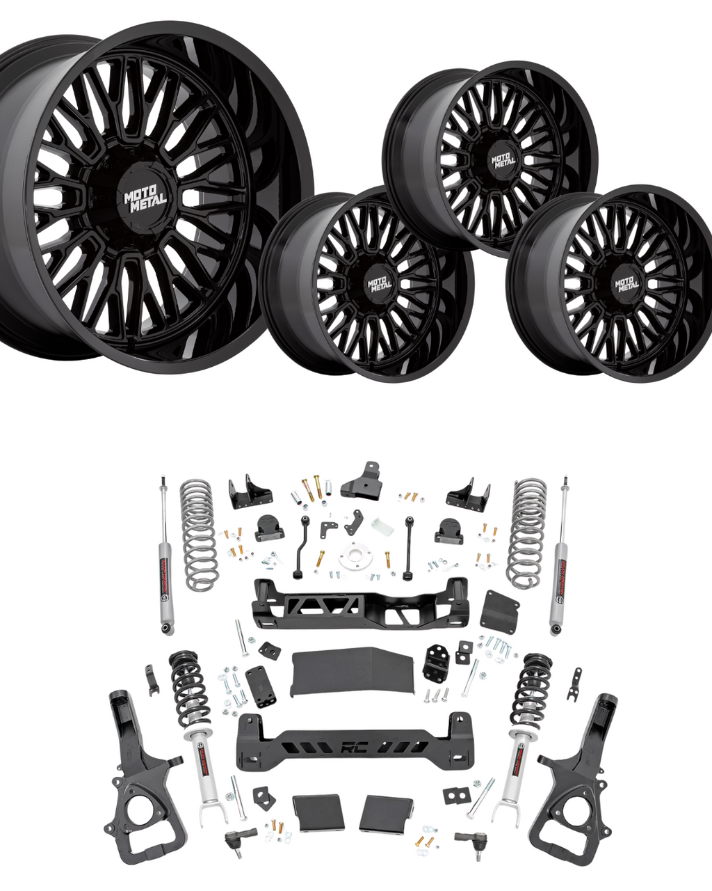 6 inch Lift Bundle N3 w/ 22x10 Black Wheels - No Tires - RAM 1500 4wd