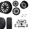 7 inch Lift N3 Bundle w/ 22x12 Gloss Black Wheels - 35in Hercules TT1 Tires + Upper Control Arms- 4wd (14-18)